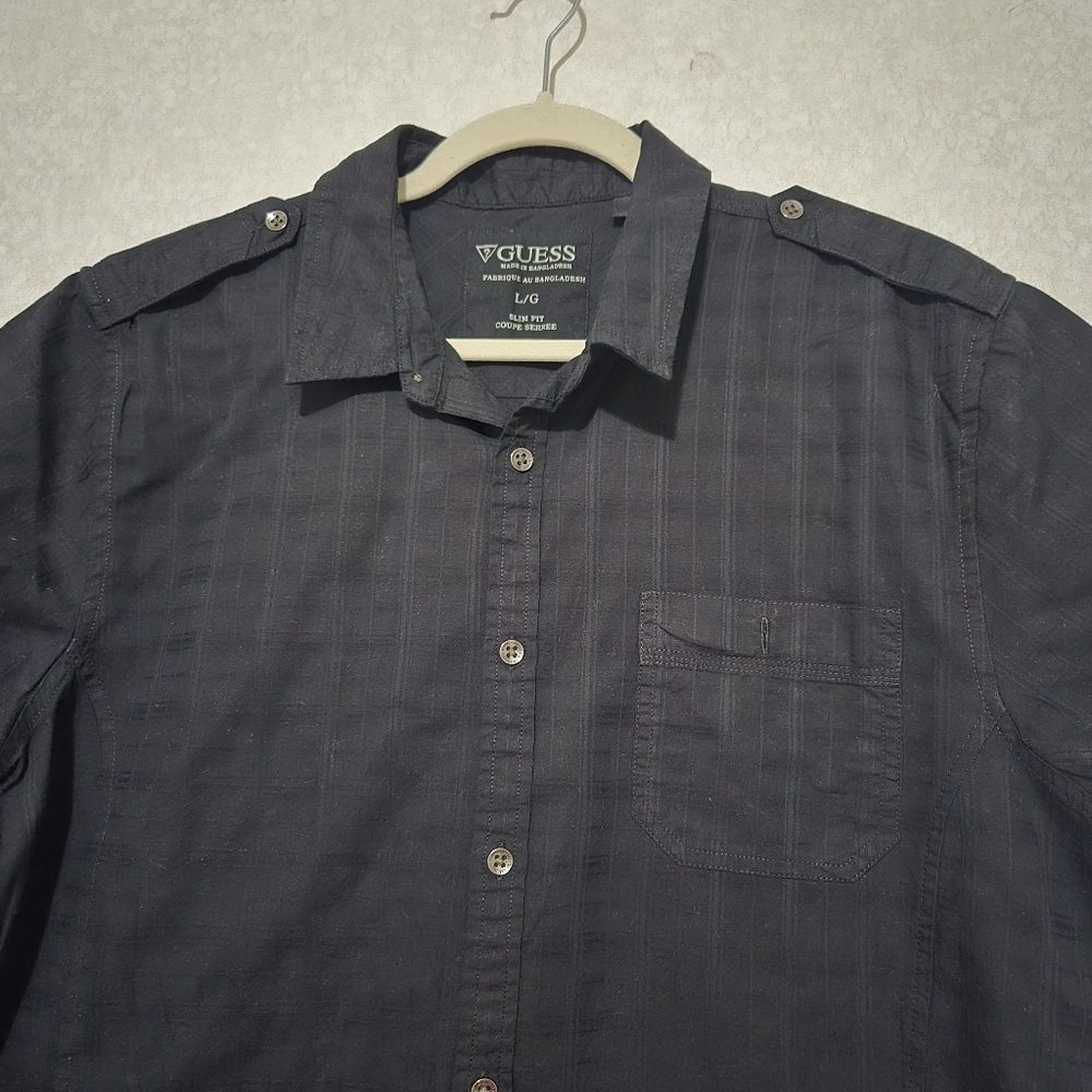 Guess Men's Black Short Sleeve Button-Down Shirt...size:L - Picture 4 of 9